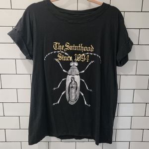 Allsaints Beetle The Sainthood Gold Leaf Tee Size Large